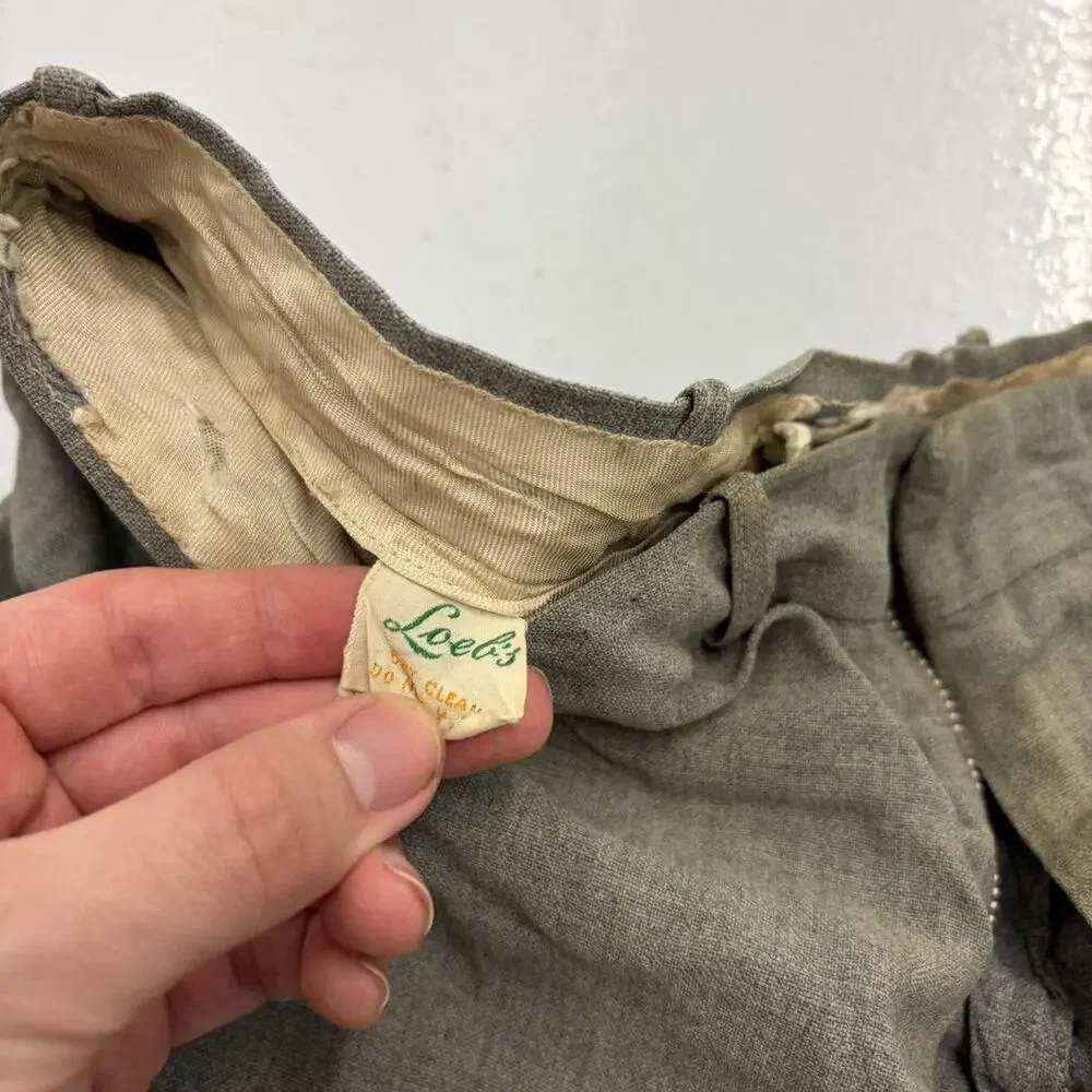 Vintage 50s Loeb's Green Distressed Rayon Trousers 33x28